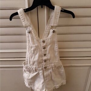 Forever 21 Cream Denim Overalls